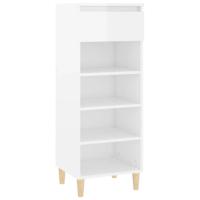 The Living Store Schoenenkast - Compact - Hout - 40 x 36 x 105 cm - Hoogglans wit - thumbnail