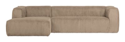 WOOOD Loungebank 'Bean' Links, Rib, kleur Travertin
