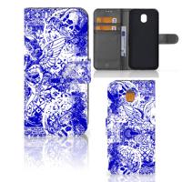 Telefoonhoesje met Naam Samsung Galaxy J5 2017 Angel Skull Blauw | Portemonnee hoesje