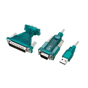 LogiLink Serieel Adapter [1x USB-A 2.0 stekker - 1x D-sub stekker 9-polig, D-sub stekker 25-polig] 1.3 m Groen