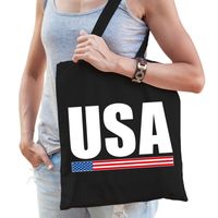 Katoenen Amerika supporter tasje USA zwart - thumbnail