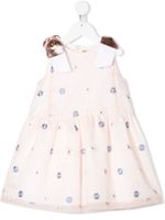 Hucklebones London robe évasée à appliques fleurs - Rose