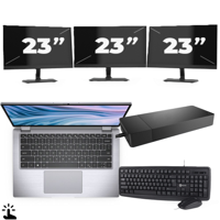 Dell Latitude 7410 - Intel Core i5-10e Generatie - 14 inch - Touch - 16GB RAM - 256GB SSD - Windows 11 Home + 3x 23 inch Monitor