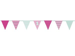Vlaggenlijn 1 Jaar Roze/Mintgroen (1,35m)