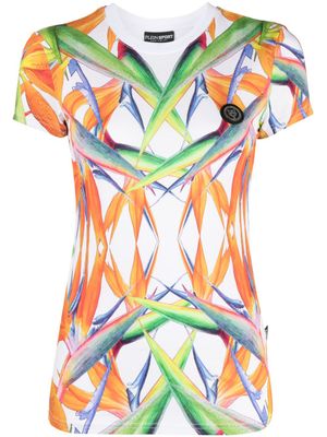 Plein Sport t-shirt fleuri en coton à manches courtes - Blanc
