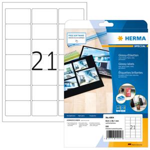 Herma 4904 Universele etiketten 63.5 x 38.1 mm Papier, glanzend Wit 525 stuk(s) Permanent hechtend Laser (zwart/wit), Kopiëren (zwart/wit), Laser (kleur),