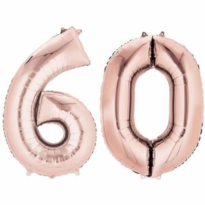60 jaar versiering cijfer ballon rose goud