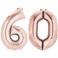 60 jaar versiering cijfer ballon rose goud