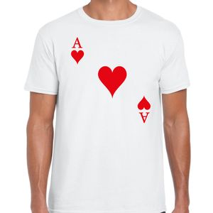 Casino thema verkleed t-shirt heren - harten aas - wit - poker t-shirt