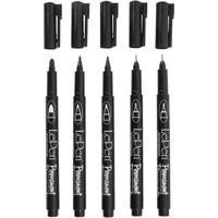 Permanente markers, lijndikte 2x0,6+2x0,8+1,3 mm, zwart, 5 stuk/ 1 doos