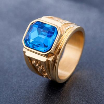 Retro vierkant Gemstone gesneden Dragon Totem Signet Titanium staal Ring voor mannen US maat: 8 Diameter: 18 2 mm omtrek: 57 mm (Baby blauw)
