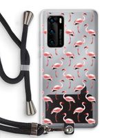 Flamingoprint groen: Huawei P40 Transparant Hoesje met koord