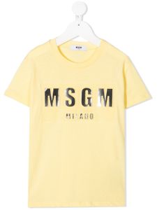 MSGM Kids t-shirt à logo imprimé - Jaune