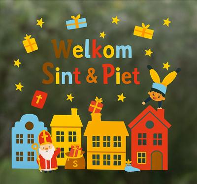 Kleurvoll welkom sint&piet raamsticker