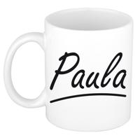 Paula Naam koffiemok - beker - met sierlijke letters - wit - 300 ml - Cadeau - Dames