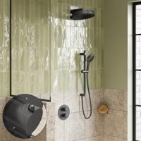 Regendouche set SaniClear Evolution Curved | 30 cm | Incl.Inbouwdeel | 2 standen handdouche | Met glijstang | IJzer Verouderd