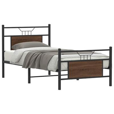 Bedframe zonder matras bewerkt hout bruin eikenkleur 90x190 cm
