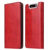 Dermis textuur PU + TPU horizontale Flip lederen draagtas met houder & kaartsleuven & portemonnee voor Galaxy A80 (rood)