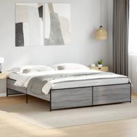 Bedframe bewerkt hout metaal grijs sonoma eiken 180x200 cm