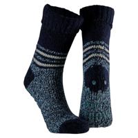 Huissokken/slofsokken - met anti slip zool - blauw - dames - maat 39-42