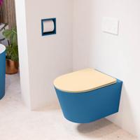MONDIAZ LAVIE hangend toilet single fire rimless diepspoel Jeans, Toiletzitting met quick-release & softclose Sand