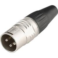 Hicon HI-X3CM-V XLR-connector Stekker, recht Aantal polen: 3 Zwart, Zilver 1 stuk(s) - thumbnail