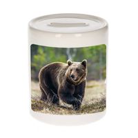 Foto bruine beer spaarpot 9 cm - Cadeau beren liefhebber - Spaarpotten - thumbnail