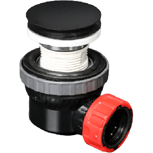 Speciaal Ruimtebesparend sifon met clickwaste Mondiaz Easy | 5/4" | Solid Surface | Black Messing
