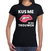 Kus me ik ga trouwen t-shirt zwart dames - thumbnail