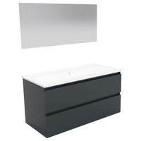 ACTIE BWS Badmeubel | Paris | Antraciet 100 cm | Mat Wit Wastafel | 1 of 2 Kraangaten