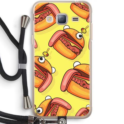 Hamburger: Samsung Galaxy J3 (2016) Transparant Hoesje met koord