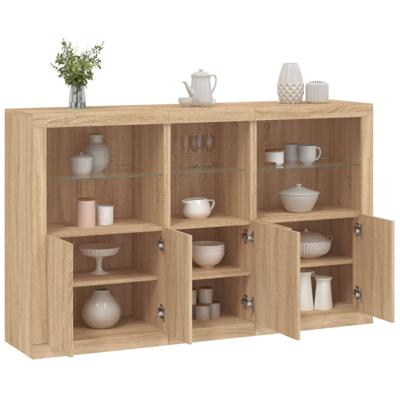 Dressoir met LED-verlichting 162x37x100 cm sonoma eikenkleurig