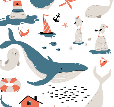 Behang walvis Onder de zee