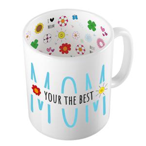 Cadeau koffie/thee mok voor mama - blauw - mama is de beste - keramiek - 300 ml - Moederdag