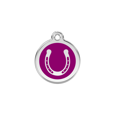 Horse Shoe Purple roestvrijstalen hondenpenning small/klein dia. 2 cm - Reddingo