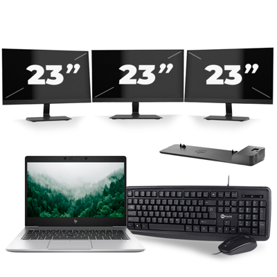 HP EliteBook 830 G6 - Intel Core i5-8e Generatie - 13 inch - 16GB RAM - 256GB SSD - Windows 11 + 3x 23 inch Monitor