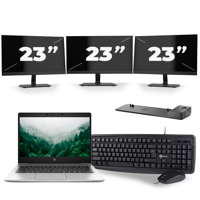 HP EliteBook 830 G6 - Intel Core i5-8e Generatie - 13 inch - 16GB RAM - 256GB SSD - Windows 11 + 3x 23 inch Monitor