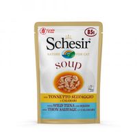 Schesir Cat Soup met wilde tonijn & inktvis natvoer kat (zakjes 85 g) 4 dozen (80 x 85 g) - thumbnail