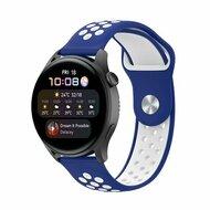 Sport Edition siliconen band - Blauw + wit - Huawei Watch GT 2 Pro / GT 3 Pro - 46mm
