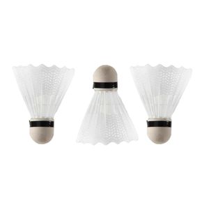 Set van 3x stuks badminton shuttles met veertjes - wit - 9 x 6 cm - Sportartikelen