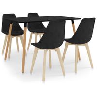 vidaXL 5-delige Eethoek zwart - thumbnail