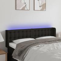 Hoofdbord LED 147x16x78/88 cm stof zwart