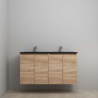 On-Line Onderkast - 120 cm - Voorgemonteerd - Greeploze Ladestructuur - Acryl Wastafel - 2 Kraangaten - Eiken