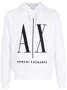 Armani Exchange hoodie à logo AX brodé - Blanc