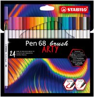 STABILO Pen 68 brush, premium brush viltstift, ARTY etui met 24 kleuren - thumbnail