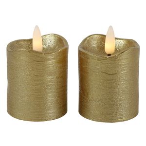 Countryfield LED kaarsen/stompkaarsen - 2x st - goud - D5 x H7,2 cm - timer - warm wit