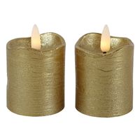 Countryfield LED kaarsen/stompkaarsen - 2x st - goud - D5 x H7,2 cm - timer - warm wit