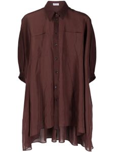 Brunello Cucinelli blouse transparente à ourlet asymétrique - Rouge