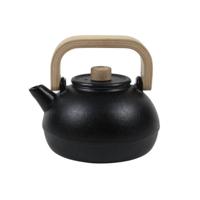 HIT Gietijzeren Theepot 1,1 Liter - Bamboe handvat - 17 x 17 x 16 cm - Zwart