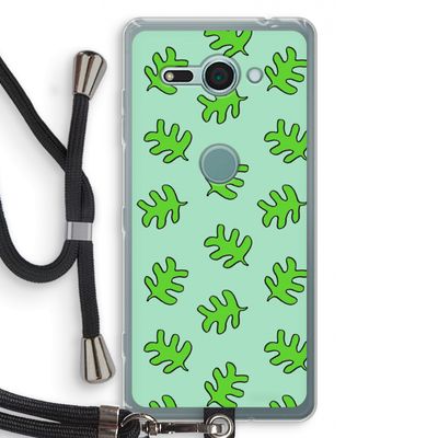 Groene blaadjes: Sony Xperia XZ2 Compact Transparant Hoesje met koord